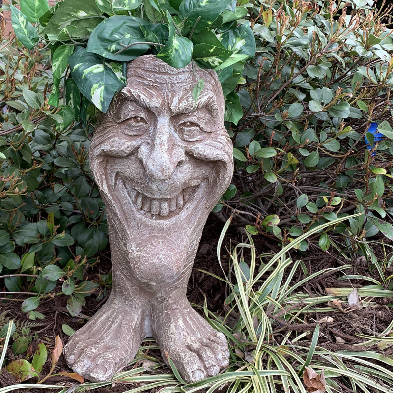 Pot à fleurs Muggly's Uncle Lucky Face, Délavé à la pierre