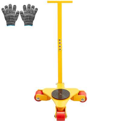 Chariot pour patin de machines, chariot de déplacement industriel 6614 LBS / 3T avec poignée, patin mobile en acier au carbone avec 3 roues pivotantes en polyuréthane 360 °, capuchon antidérapant rotatif à 360 ° pour entrepôt, atelier