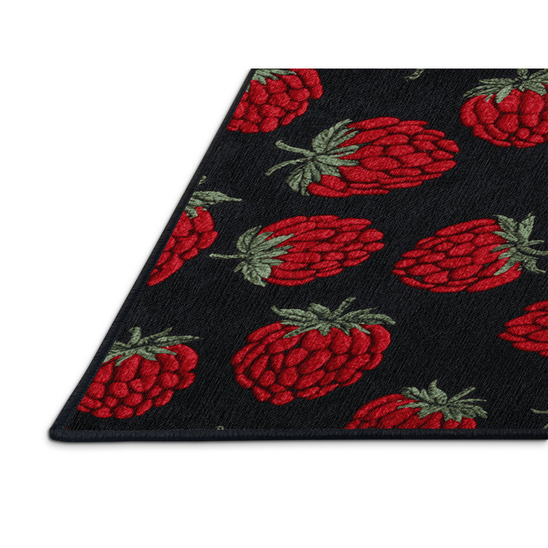  Tapis lavable framboise et fruits noirs, Rectangle 5 pi x 7 pi