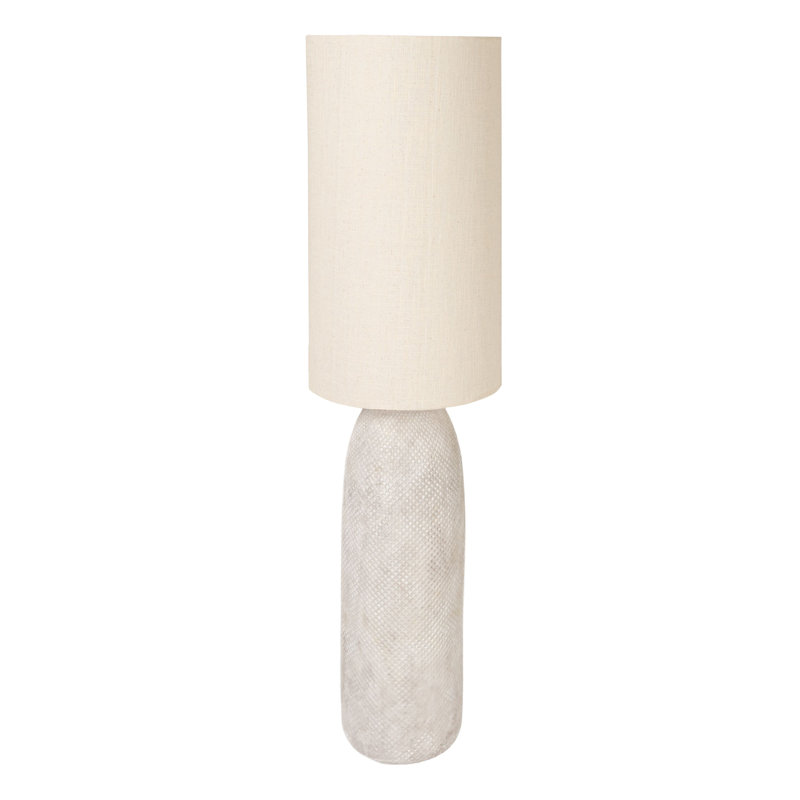 Cream Stoneware Floor Lamp With Linen Shade
