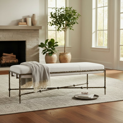 Banc en cuir et fer Lambeth