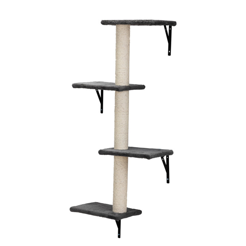 Agrégat mural pour chat 5 pièces - beige, avec tablettes, perchoirs et meubles inclus, Beige