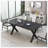 Eaker 70.96" Dining Table,Square Dining Table with Printed Marble Table Top, X-Shape Table Leg,kitchen table,dining room table,dinning table,dining room table-1937659048-1937659046