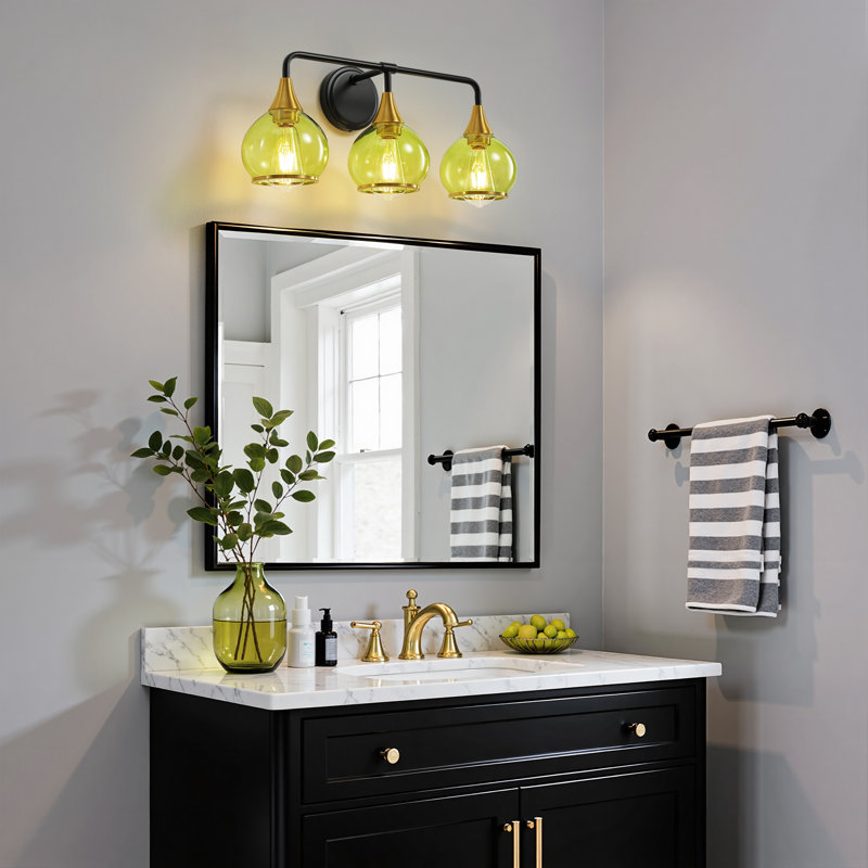 Lupe 3-Light Bathroom Dimmable Vanity Light, Black/Green