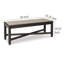 Banc de salle à manger Trekk, X-Stretcher et garniture cloutée, bois noir, 50 po