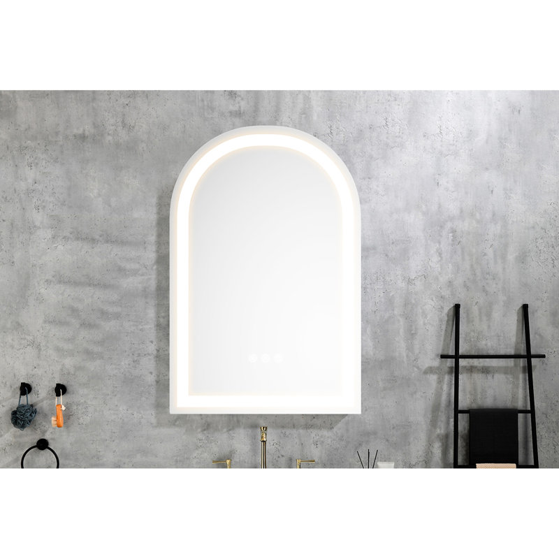 Miroir de salle de bain mural 26 po x 38 po - Lumen élevé, brouillard, luminosité réglable, imperméable, aluminium, gradateur de maquillage blanc 38 po x 26 po, sécuritaire et fiable