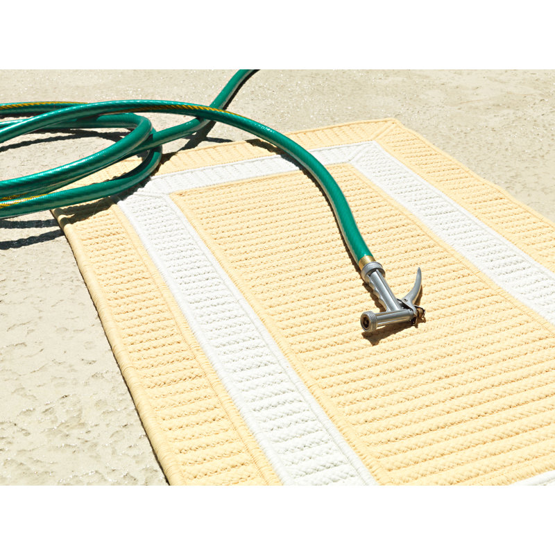 Yellow Braided Reversible Synthetic Indoor/Outdoor Area Rug