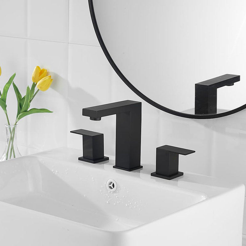 Matte Black 2-Handle 3-Hole Bathroom Sink Faucet with Honeycomb Aerator