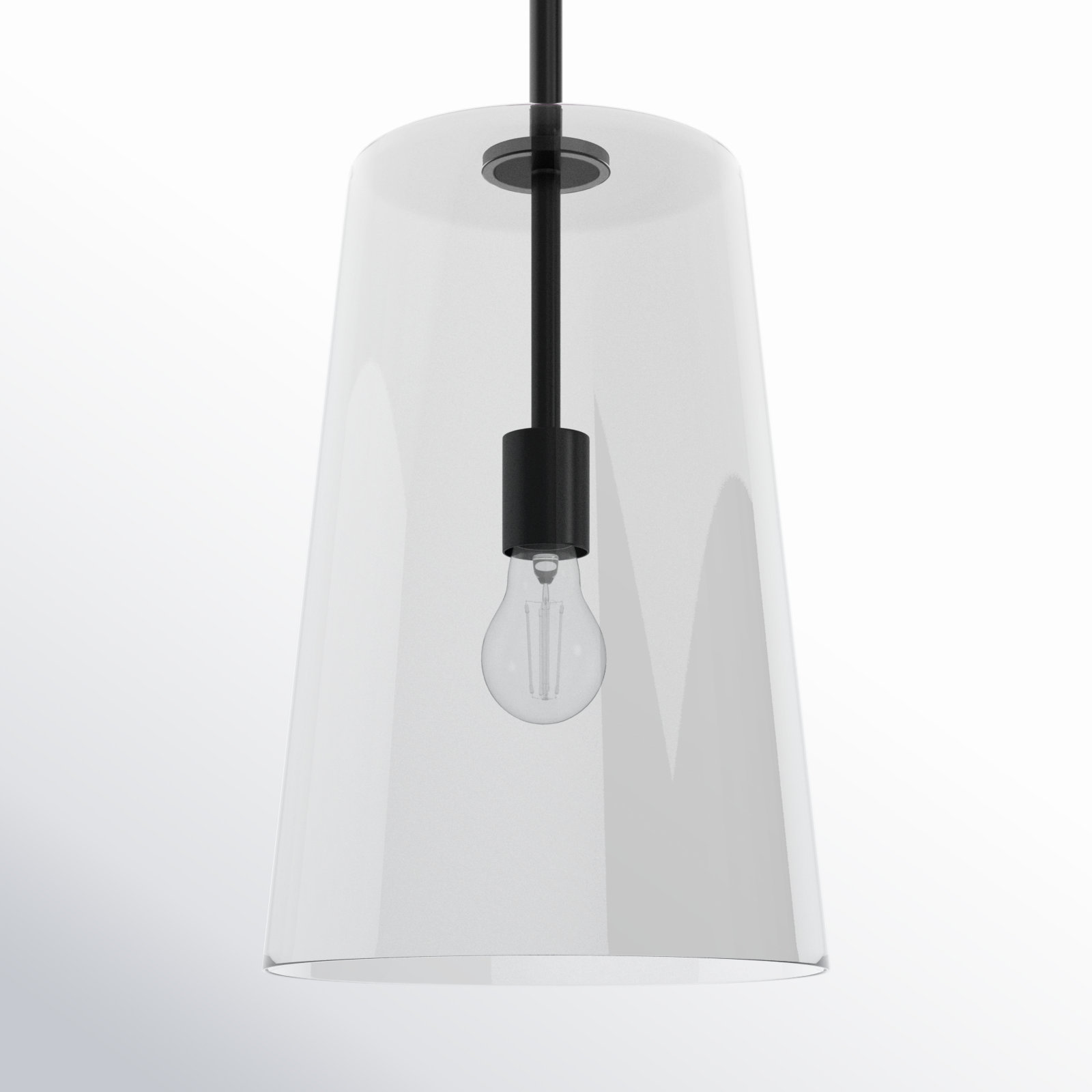 Selena Single Light Glass Dimmable Pendant, Black, 15.88" H x 10.5" W x 10.5" D