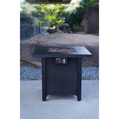 Foyer chauffant pour terrasse H 25 ", 50000, fibre de verre et fer, résistant à haute température, rouille, longue durée de vie, texturé gris anthracite, noir, 28,55 po x 28,55 po x 24,86 po