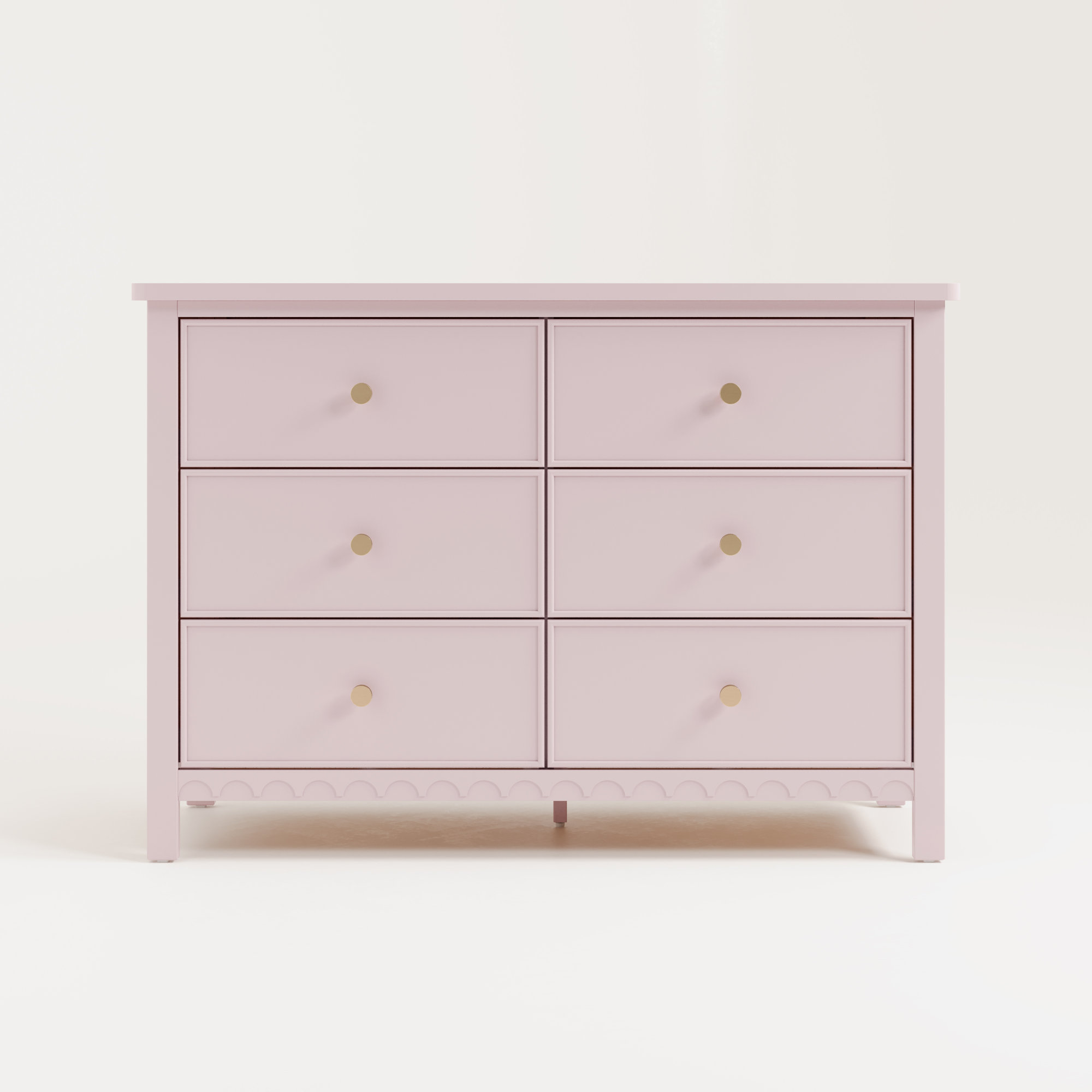 Sasha 6 Drawer Double Dresser, Blush