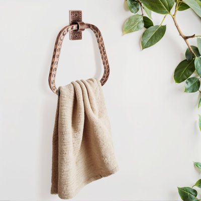 Hand Hammered Modern Wall Mount Metal Towel Ring