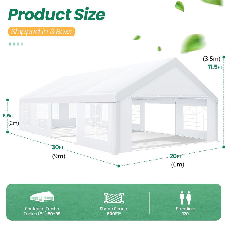 Steel Canopy Party Tent Heavy Duty Wedding Tent, 30 (ft) x 20 (ft)