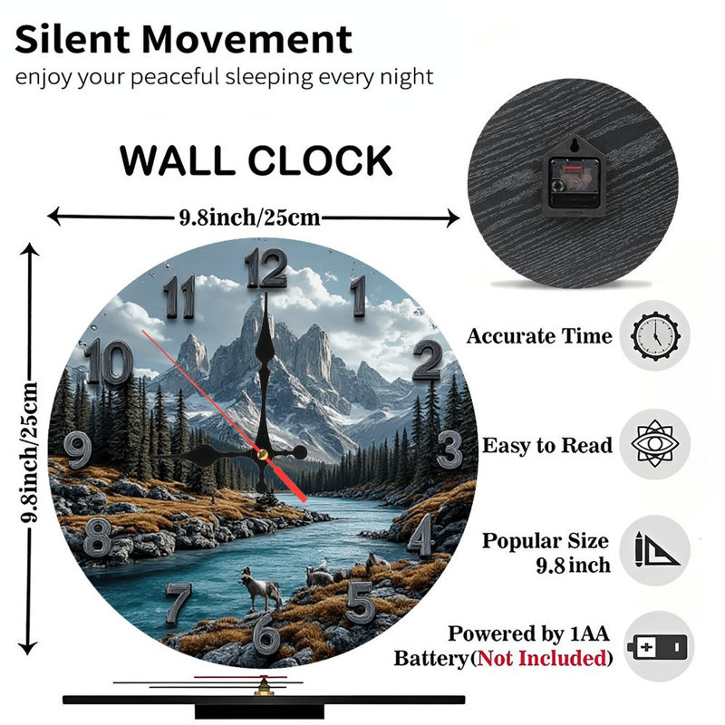 Mountain Lake River Wall Clock Scenic Nature