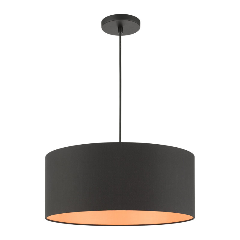 Swarey 3-Light Dimmable Drum Pendant, Black, Black