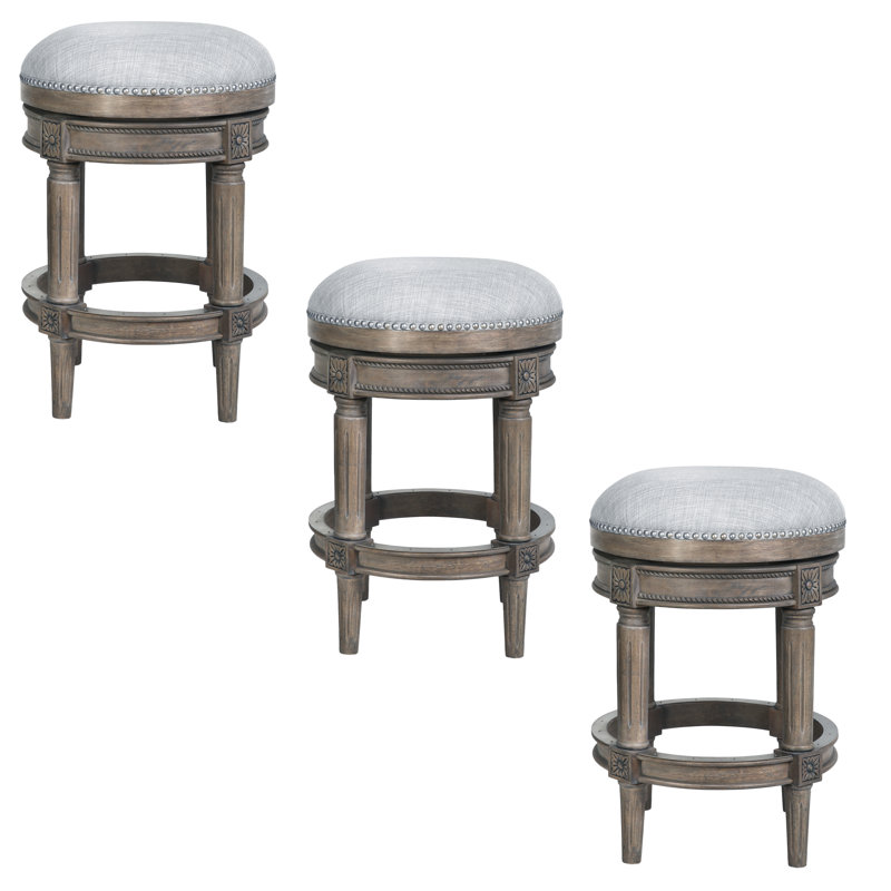 Tabouret de bar et de comptoir Mehar, Tabouret de comptoir (siège d'une hauteur de 26 p, 3, Gris patiné