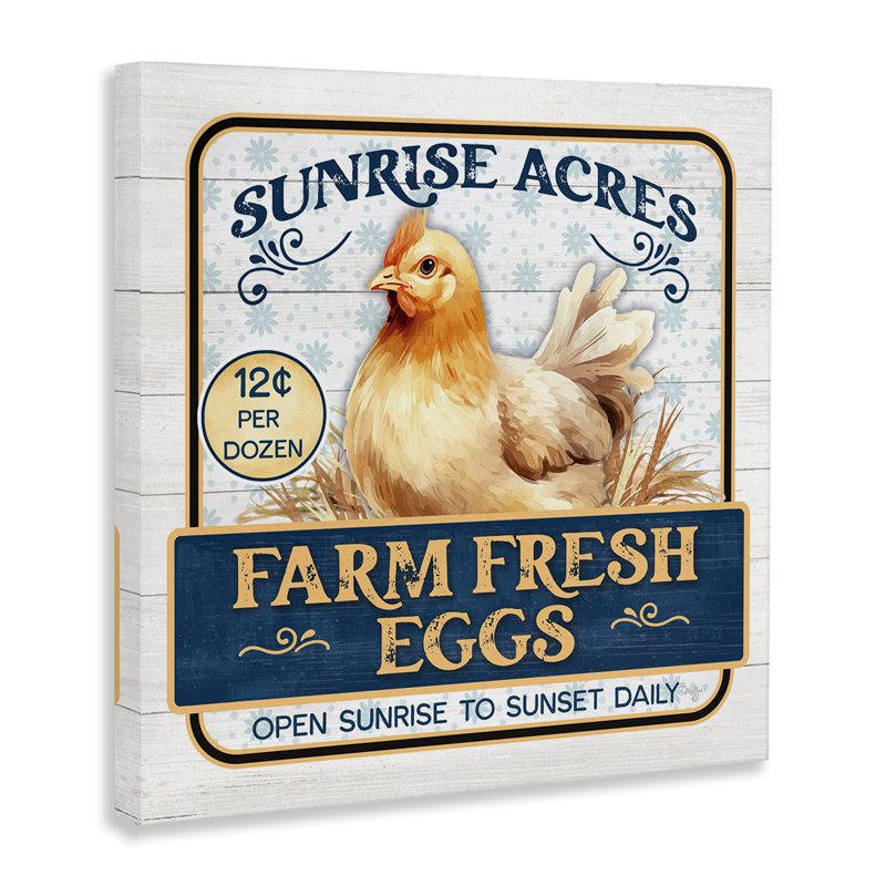 «Farm Fresh Eggs», art mural sur toile par Mollie B., H 17 po x l 17 po
