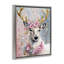 «Pink Floral Festive Reindeer», art mural sur toile par Tabz Jones