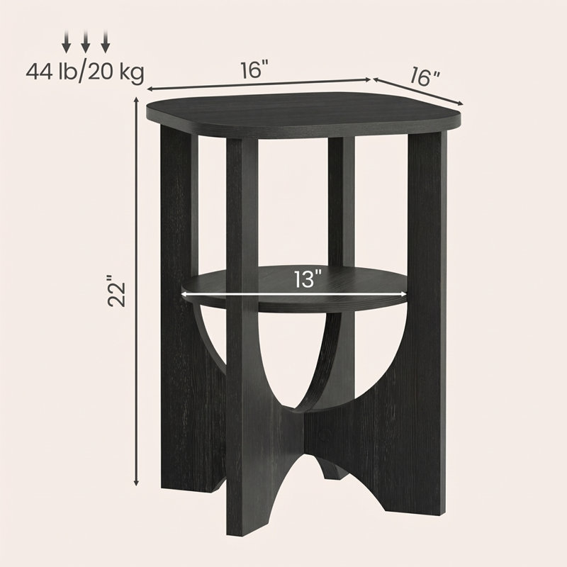 2 Tier End Table, Black