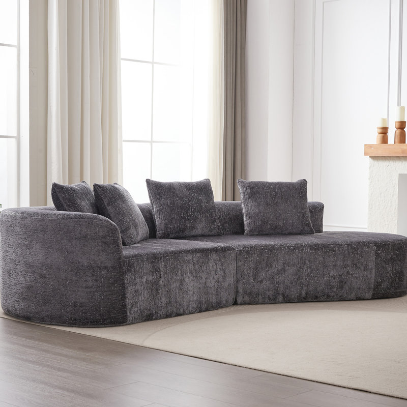 Canapé modulaire Luxury Chenille, Gris, H 30,13 po x l 29,65 po x P 30,49 po