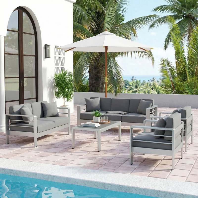 Ensemble de conversation avec chaises et coussins 5 pièces Cape