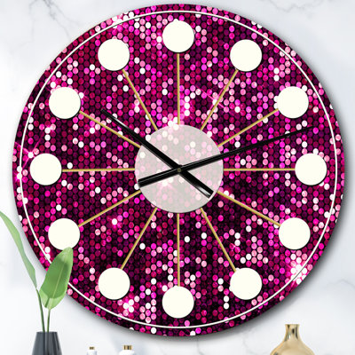 Horloge murale rose Mid-Century