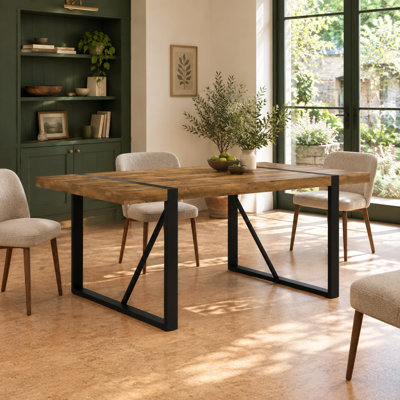 4" Modern Rectangular Engineered Wood Dining Table, Black