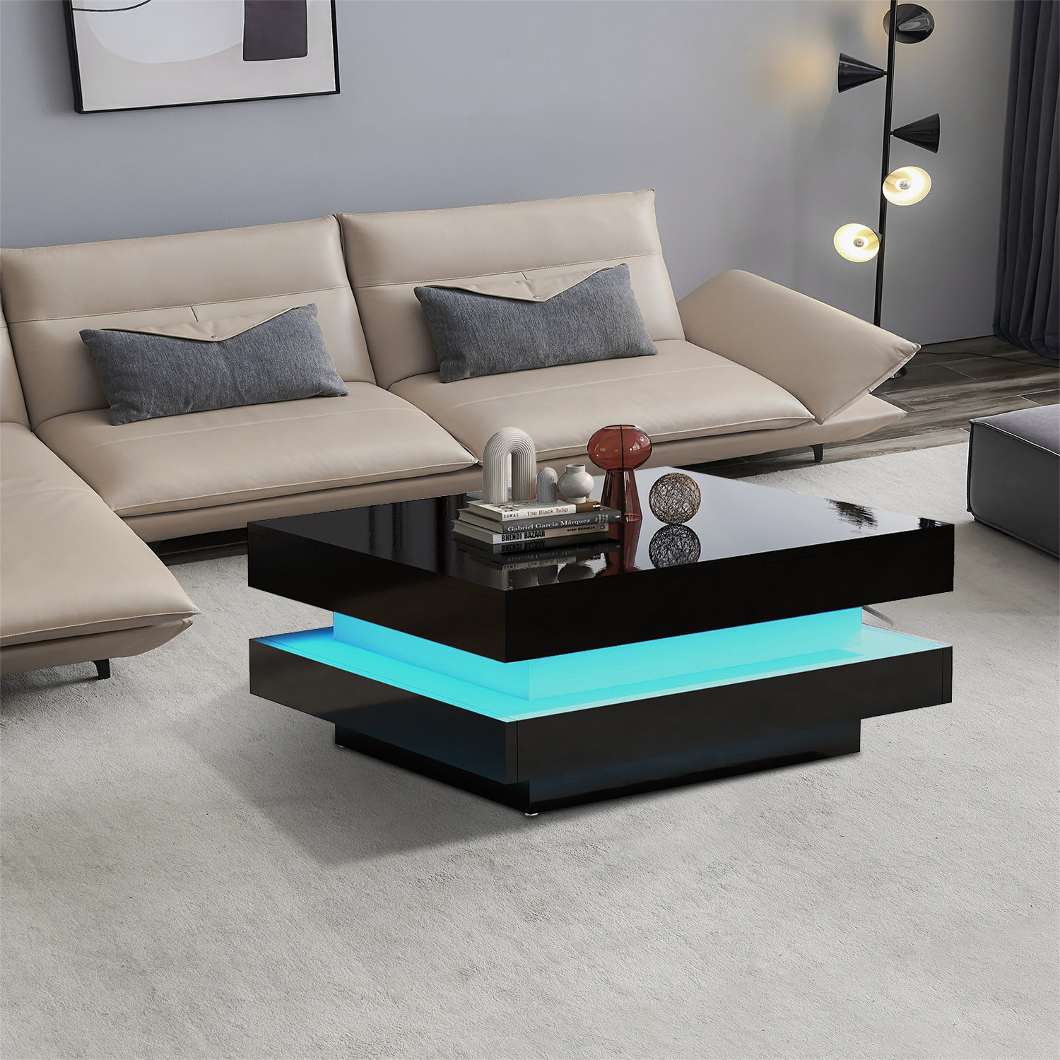 Ivy Bronx Deontea Pedestal Coffee Table with Storage, Living Room Table ...