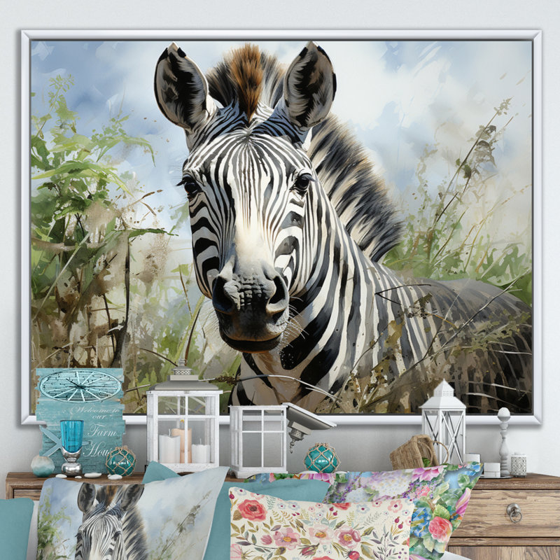 Zebra Stripes In Jungle, reproduction d'art sur toile, Blanc, H 12 po x l 20 po x P 1 po