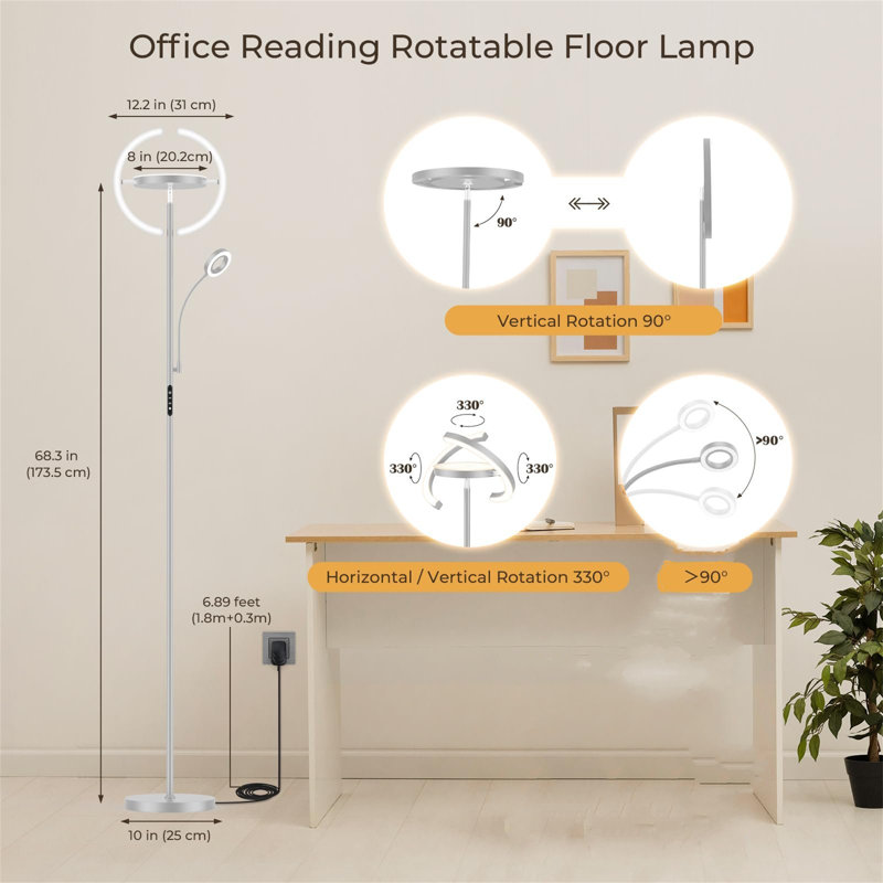 173.5cm LED Arched Floor Lamp