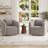 Boucle Polyester Upholstered Swivel Armchair-1201399729