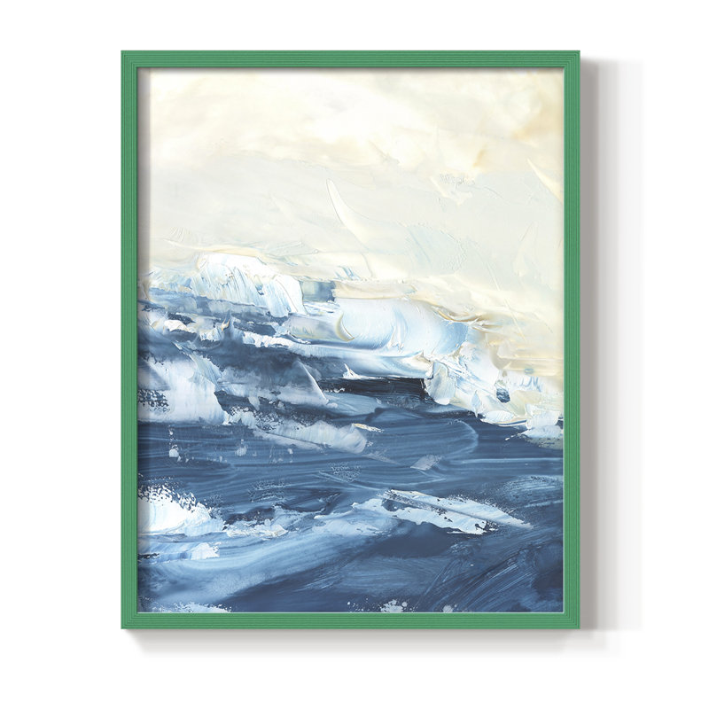 Vague après vague I, reproduction encadrée - bois massif, Vert, H 10 po x l 8 po