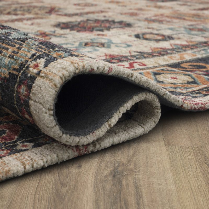 Beige and Multicolor 8' x 10' Wool Chenille Rectangular Area Rug