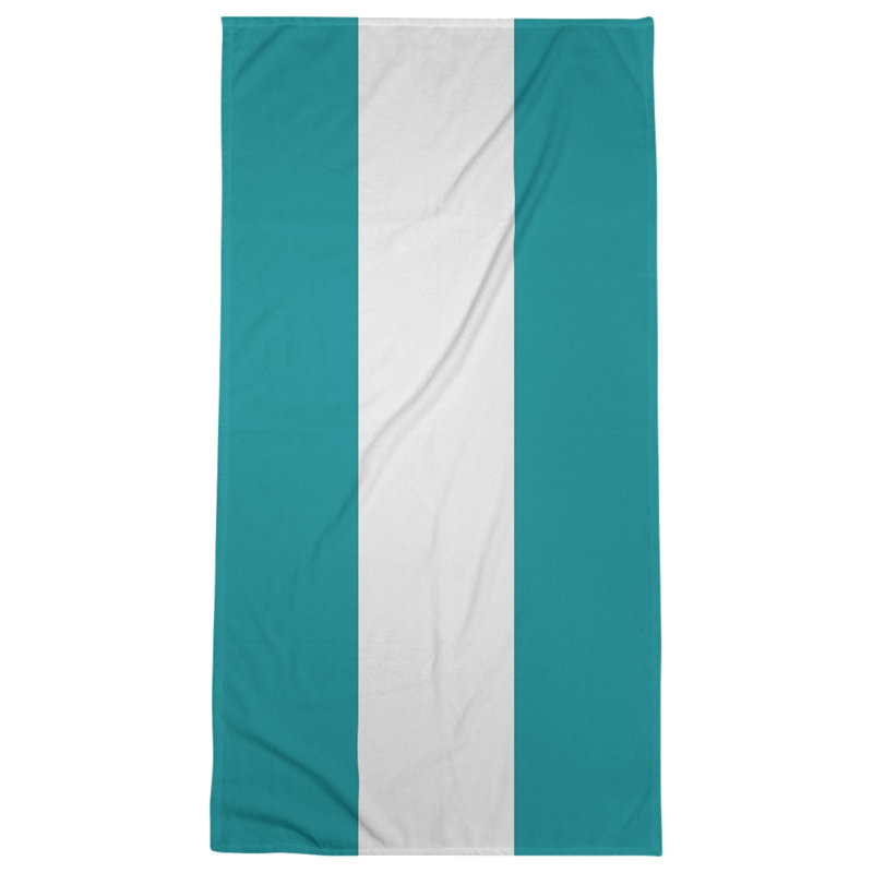 Bath Towel, Aqua/Off White