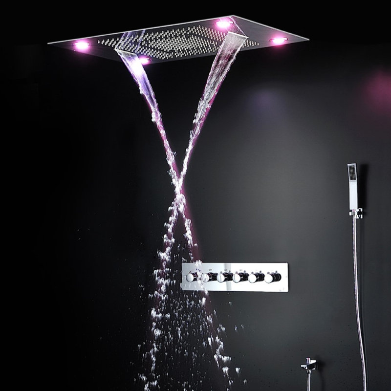 Système de douche complet avec système de douche à pluie et pluie complète, Chrome