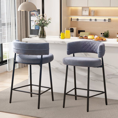 Upholsted Counter&Bar Stool with Metal Frame by George Oliver