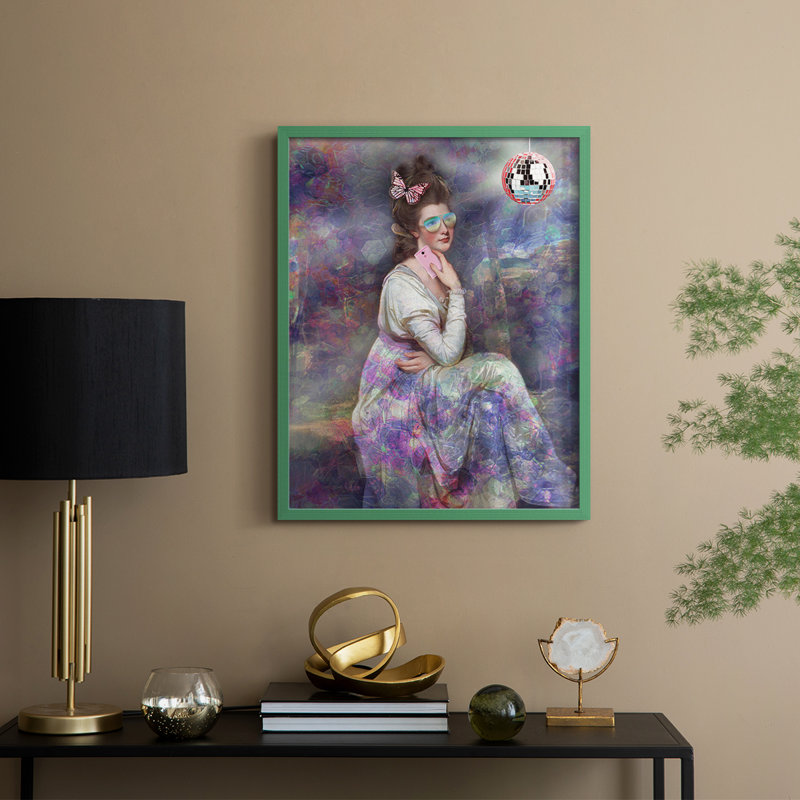 Lady Elizabeth Selfie, reproduction encadrée - bois massif, H 21 po x l 17 po, Vert