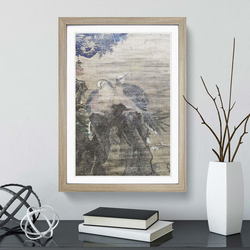 Birds by Lu Ji - Framed Print, Oak, 60cm H x 40cm W x 2cm D