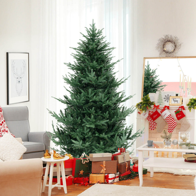 7 Ft Artificial Xmas Tree With 1090 Pvc Pe Branch Tips 340 Warm White Led Lights