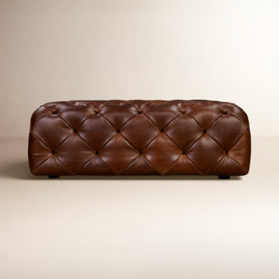 Turin 40.5" Full-Grain Genuine Italian Leather Ottoman