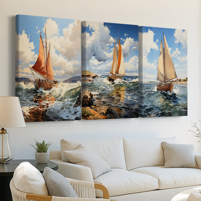 NAUTICAL Series CCCXXVIII -Custom Wrapped Gallery Canvas - 3 Pieces