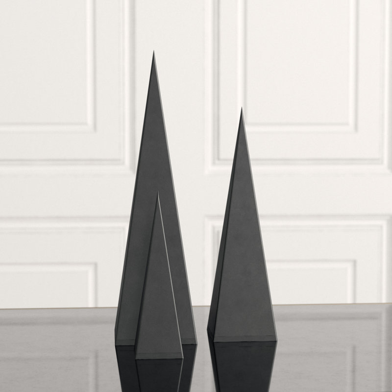 Pyramid Object 3 Piece Sculpture Set, Black