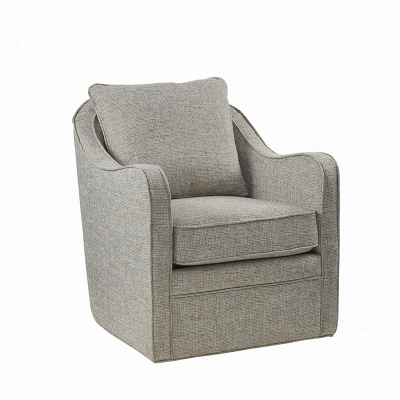 Fauteuil demi-tonneau pivotant rembourré, entièrement assemblé, Gris