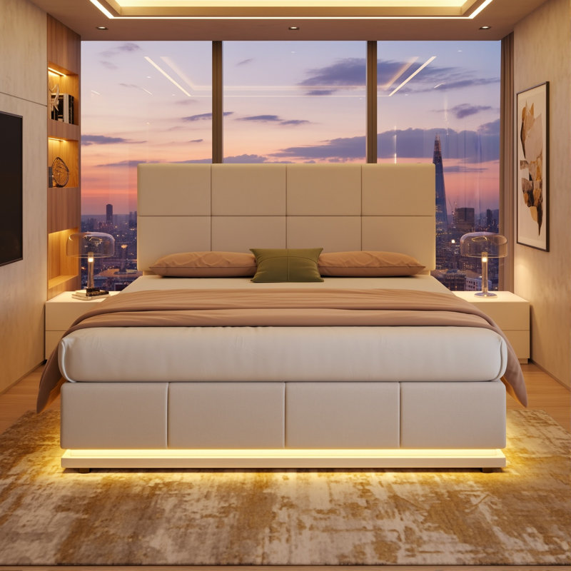 Upholstered Ottoman Storage Bed, White