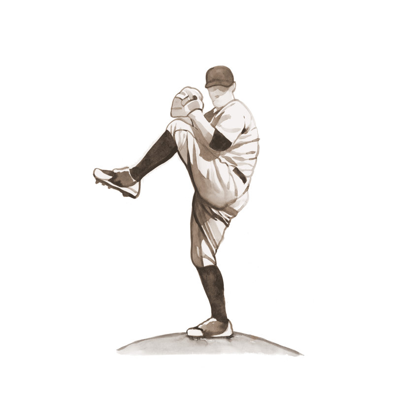 «Play Ball IV» par David Erickson - peinture sur toile tendue, H 53 po x l 40 po x P 1,5 po, Image au gel brossé