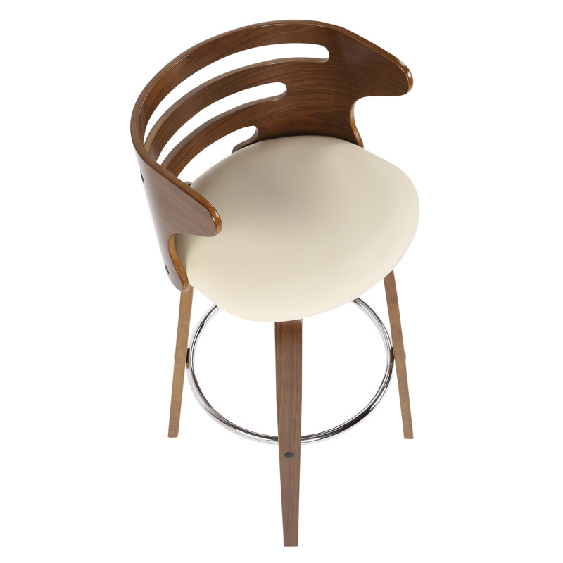 Archaimbaud Swivel Upholstered Counter Stool, Counter Stool (24" Seat Height), Cream