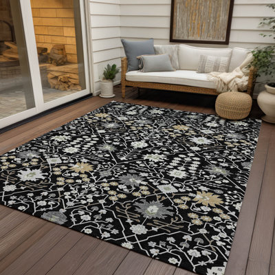 Tapis noir intérieur / extérieur Elara 