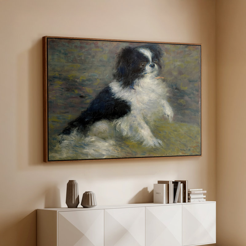 Tama, le chien japonais, v. 1876 - Pierre-Auguste Renoir, toile tendue avec châssis, 26 x 40, Noyer