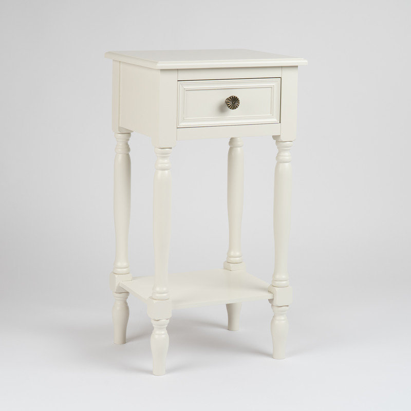 Solid Wood End Table, Ivory