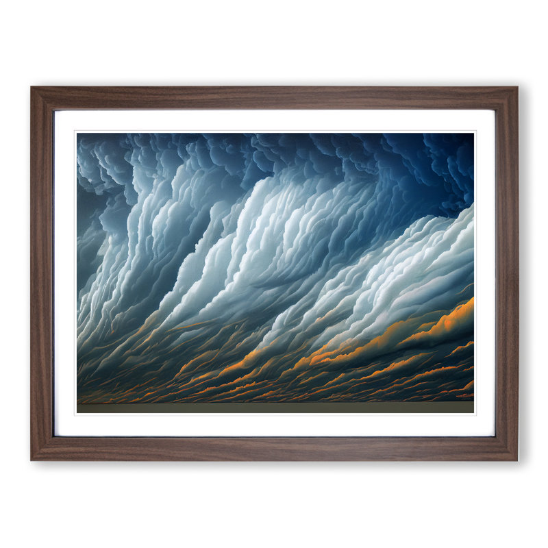 XH1022-6586X Painted Clouds - Single Picture Frame Print, 34cm H x 46cm W x 2cm D, Walnut
